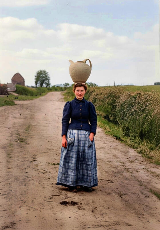 Landaise revenant de la Fontaine