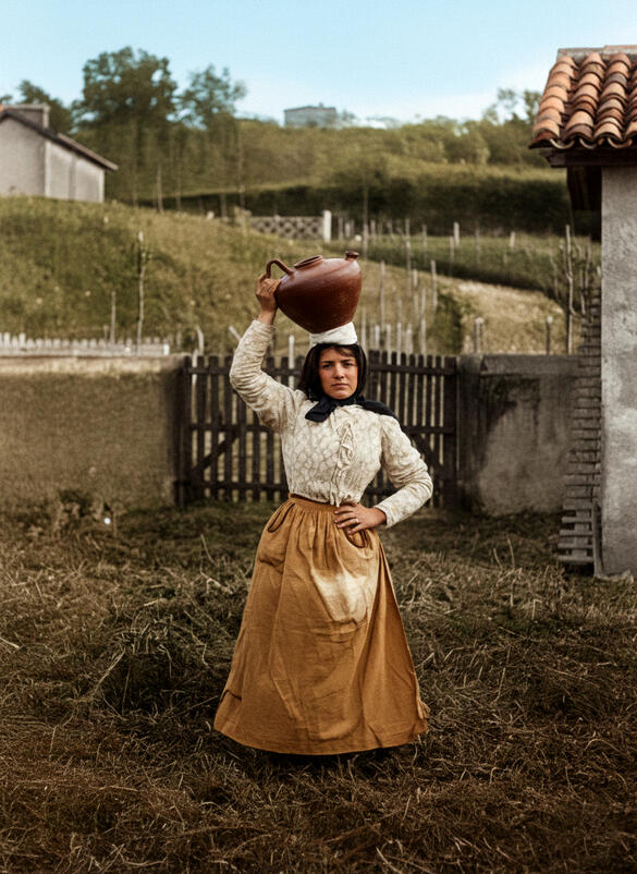 Landaise revenant du puits