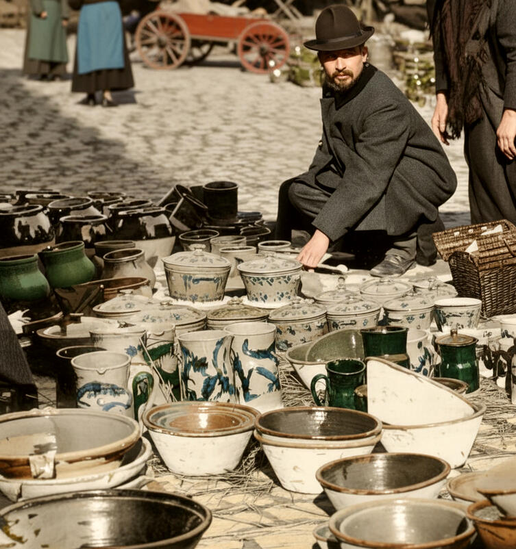 Marché aux cruches - Dax - Avec le peintre Alex Lizal