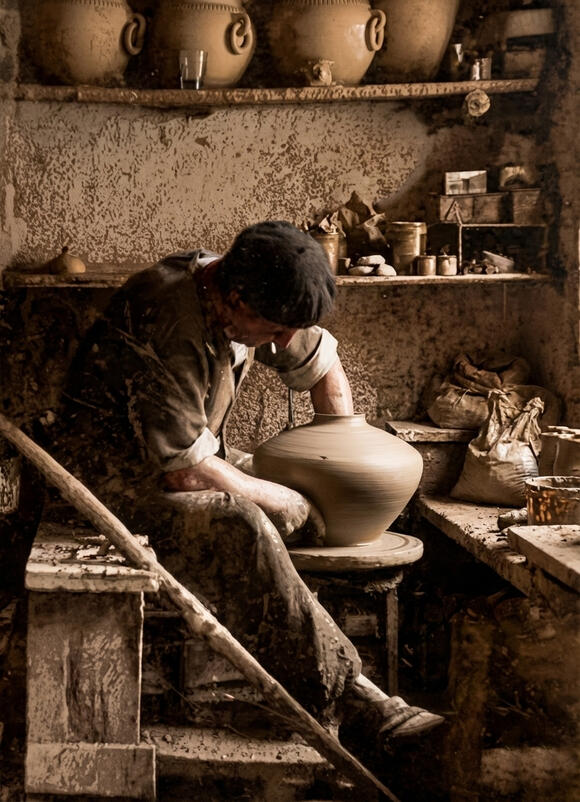 Potier dans son atelier