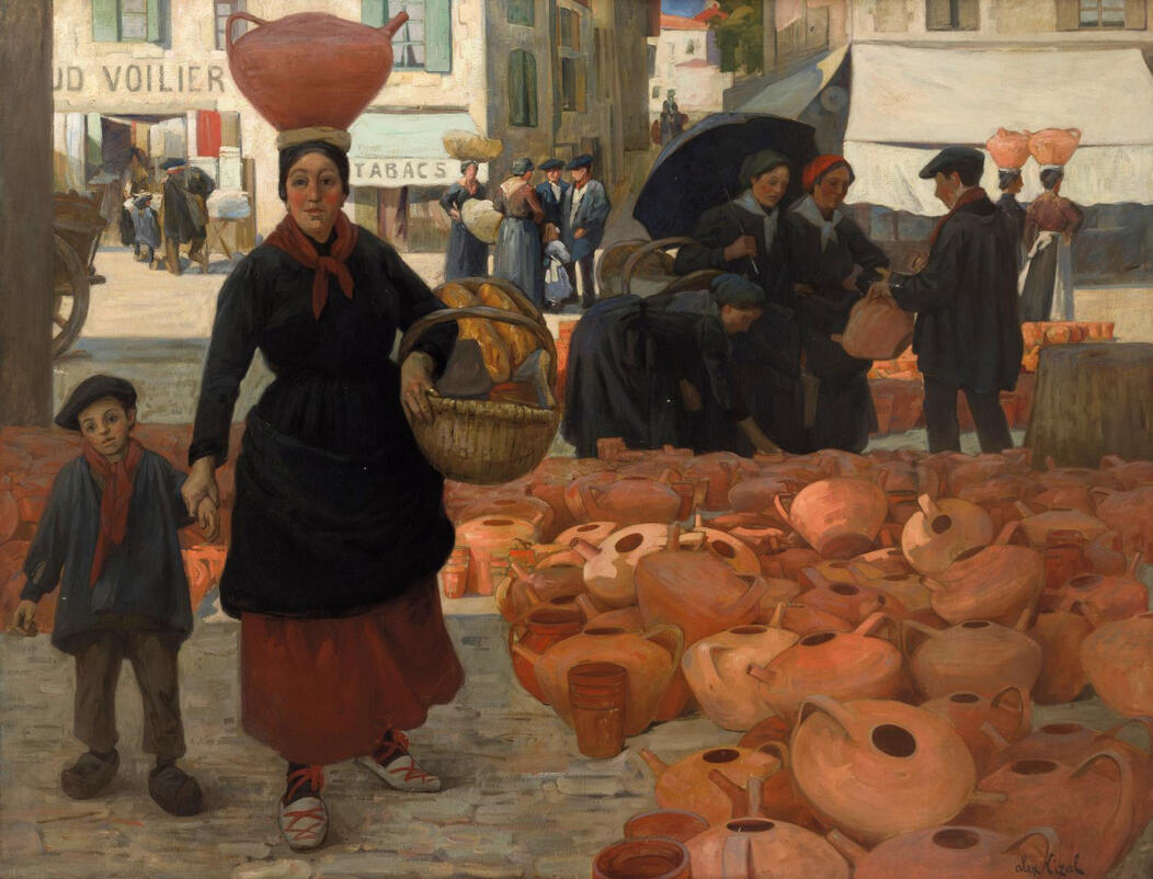 Le Marché aux cruches à Dax par Alex Lizal 1903. Les Pégas de type « Cagnotte »