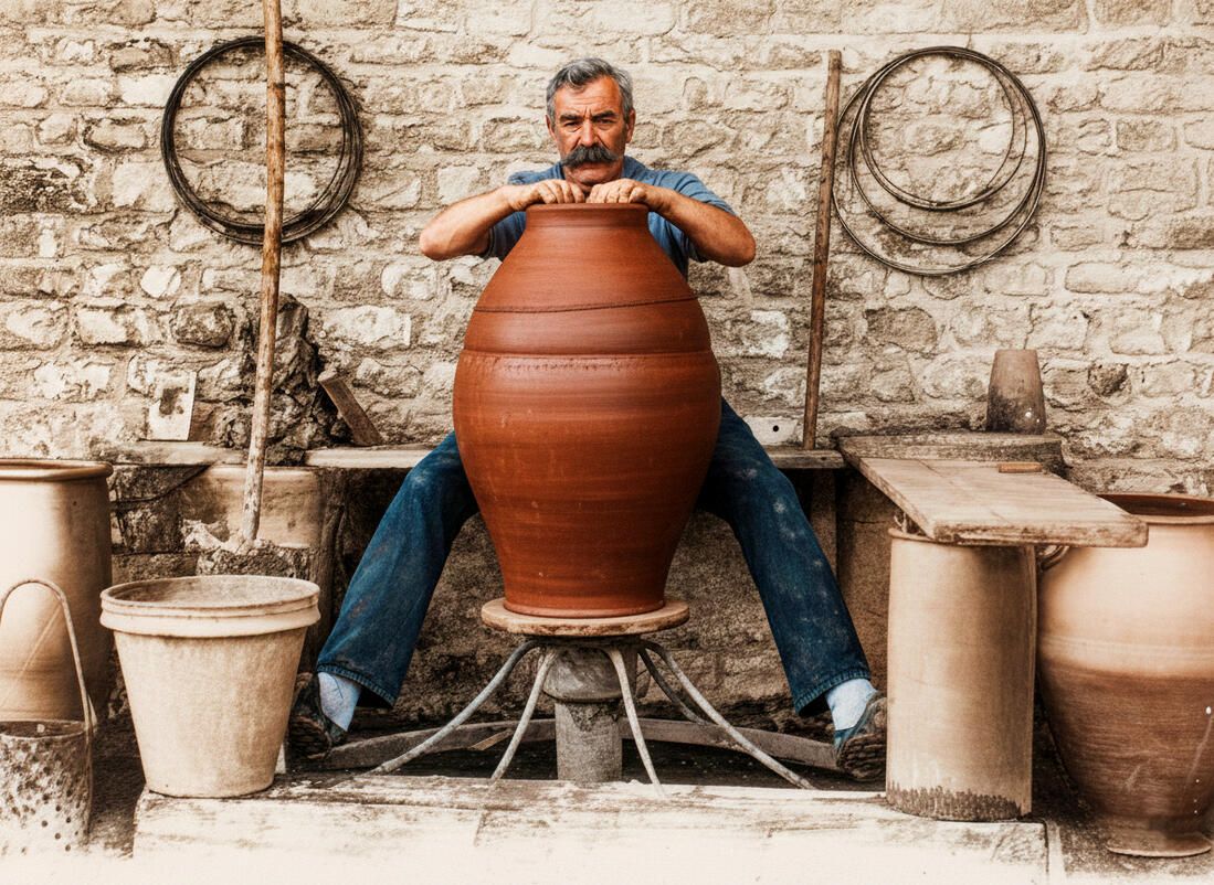 Potier fabrication d'une jarre